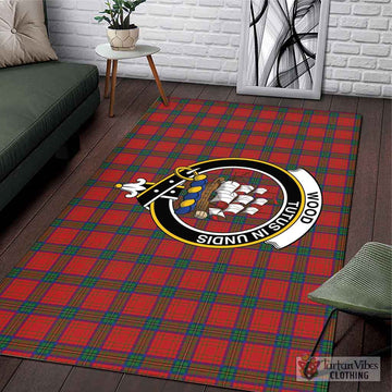 Wood Dress Tartan Area Rug with Family Crest