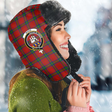 Wood Dress Tartan Winter Trapper Hat with Family Crest