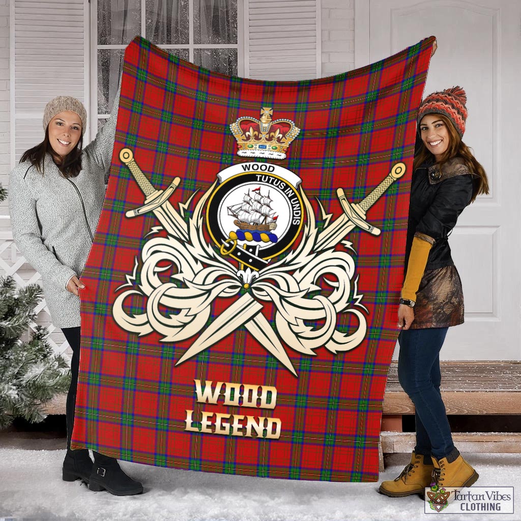 Tartan Vibes Clothing Wood Dress Tartan Blanket with Clan Crest and the Golden Sword of Courageous Legacy