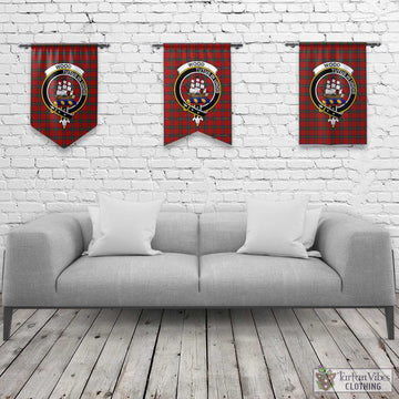 Wood Dress Tartan Gonfalon, Tartan Banner with Family Crest