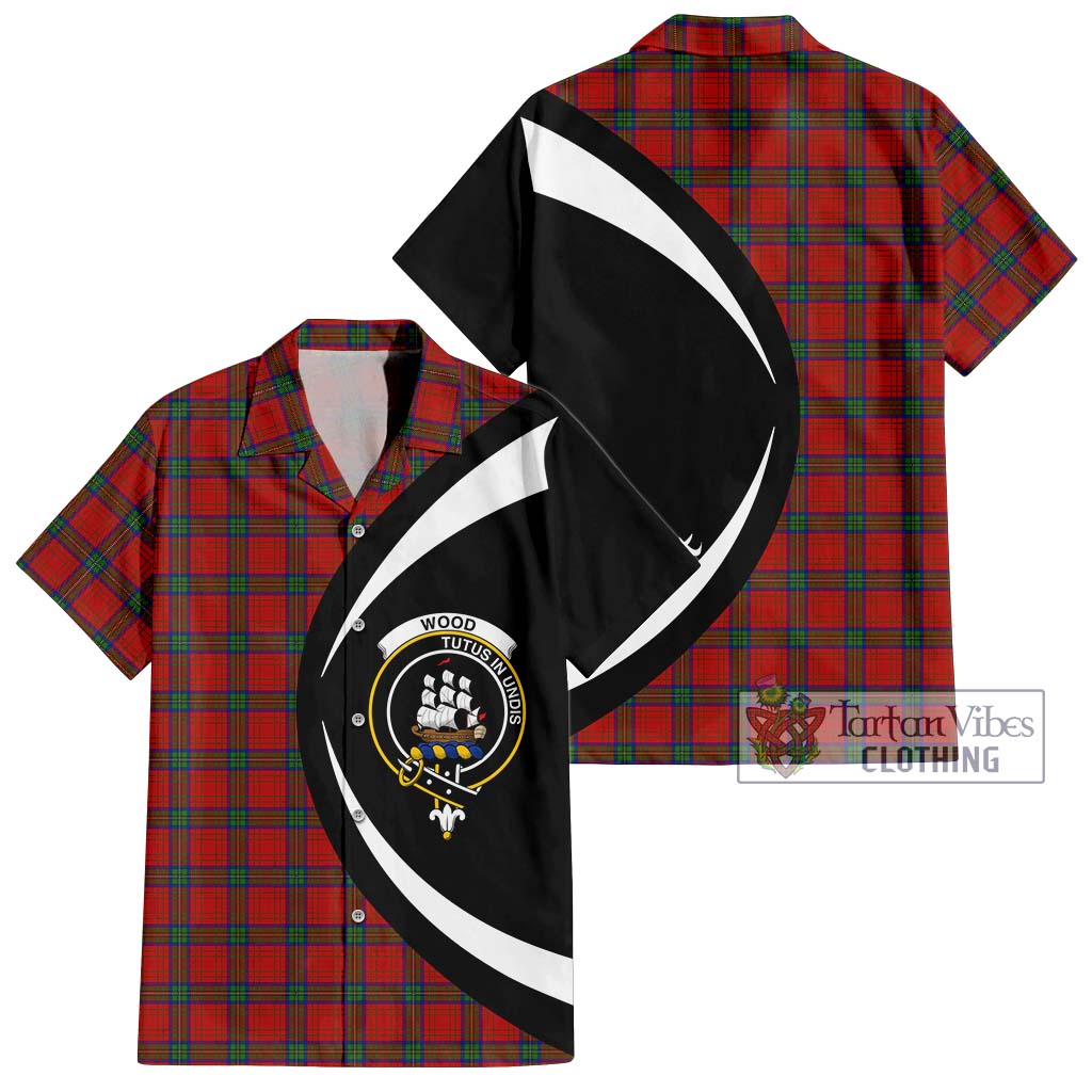 Wood Dress Tartan Short Sleeve Button Up with Family Crest Circle Style Kid - Tartan Vibes Clothing