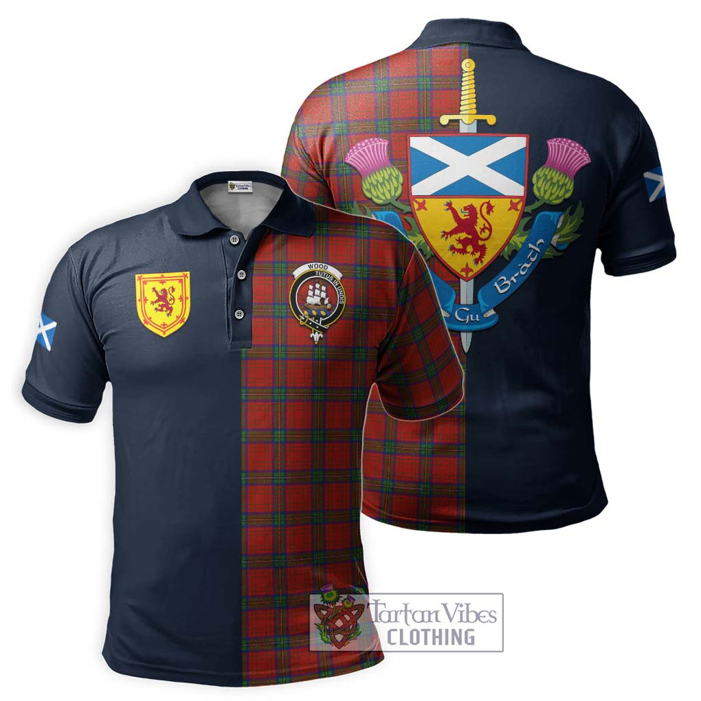 Tartan Vibes Clothing Wood Dress Tartan Polo Shirt with Scottish Lion Royal Arm Half Style