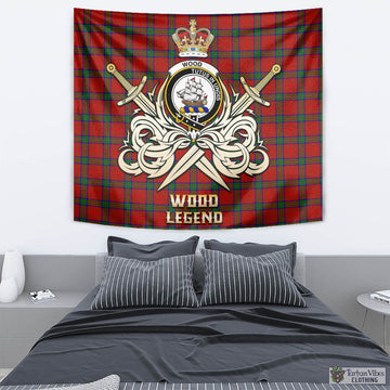 Wood Dress Tartan Tapestry with Clan Crest and the Golden Sword of Courageous Legacy