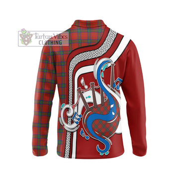 Wood Dress Tartan Long Sleeve Polo Shirt with Epic Bagpipe Style