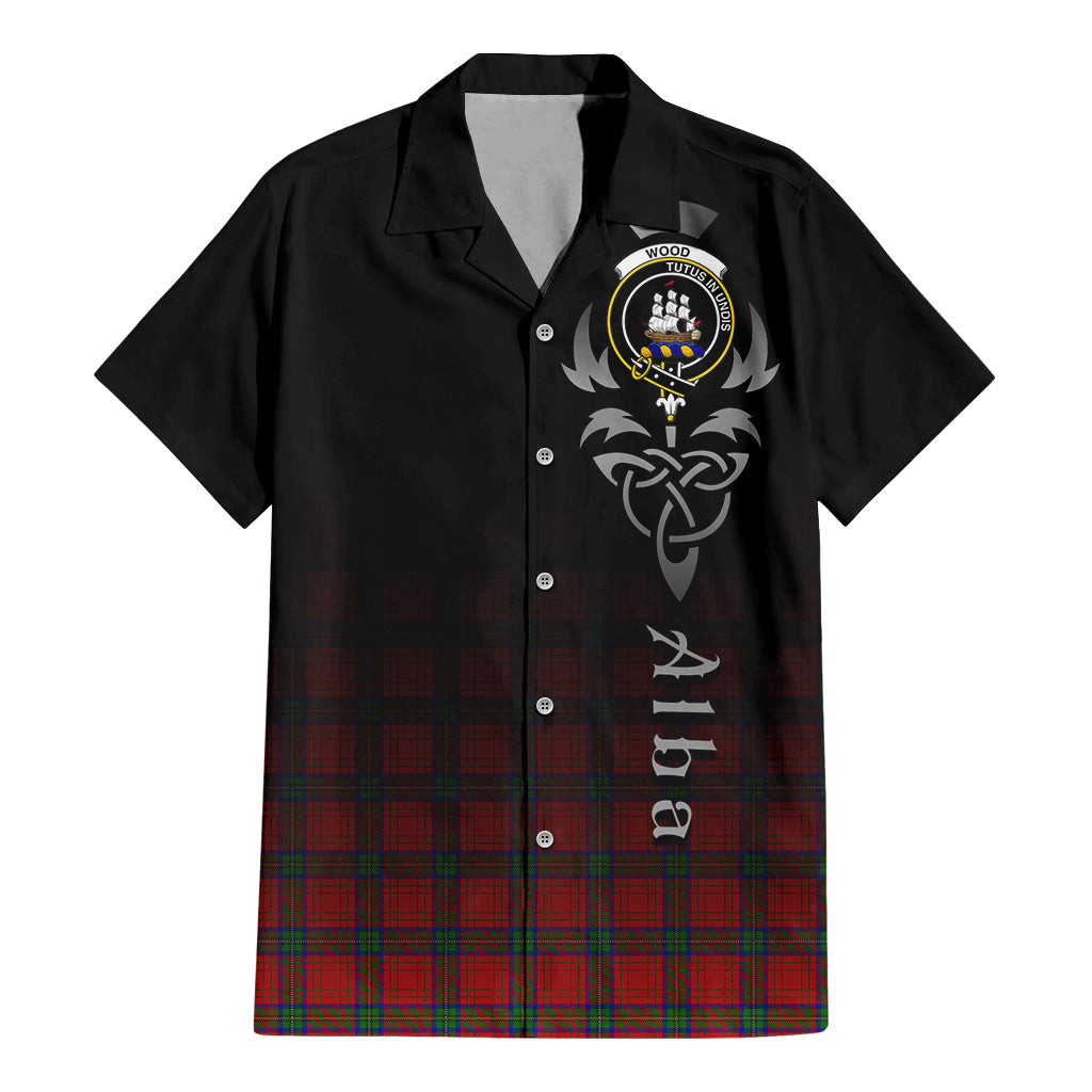 Tartan Vibes Clothing Wood Dress Tartan Short Sleeve Button Up Featuring Alba Gu Brath Family Crest Celtic Inspired