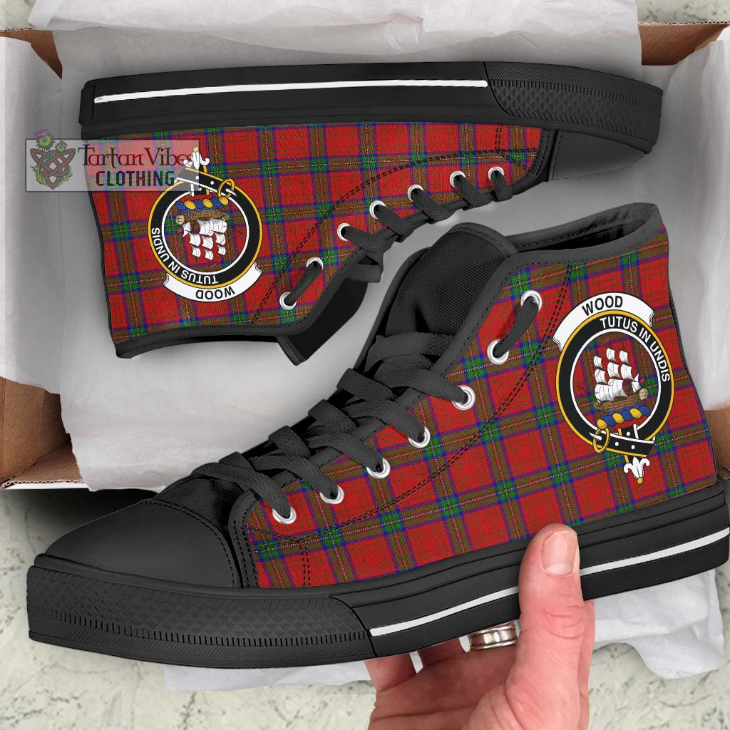 Tartan Vibes Clothing Wood Dress Tartan High Top Shoes with Family Crest