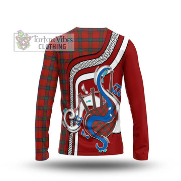 Wood Dress Tartan Long Sleeve T-Shirt with Epic Bagpipe Style