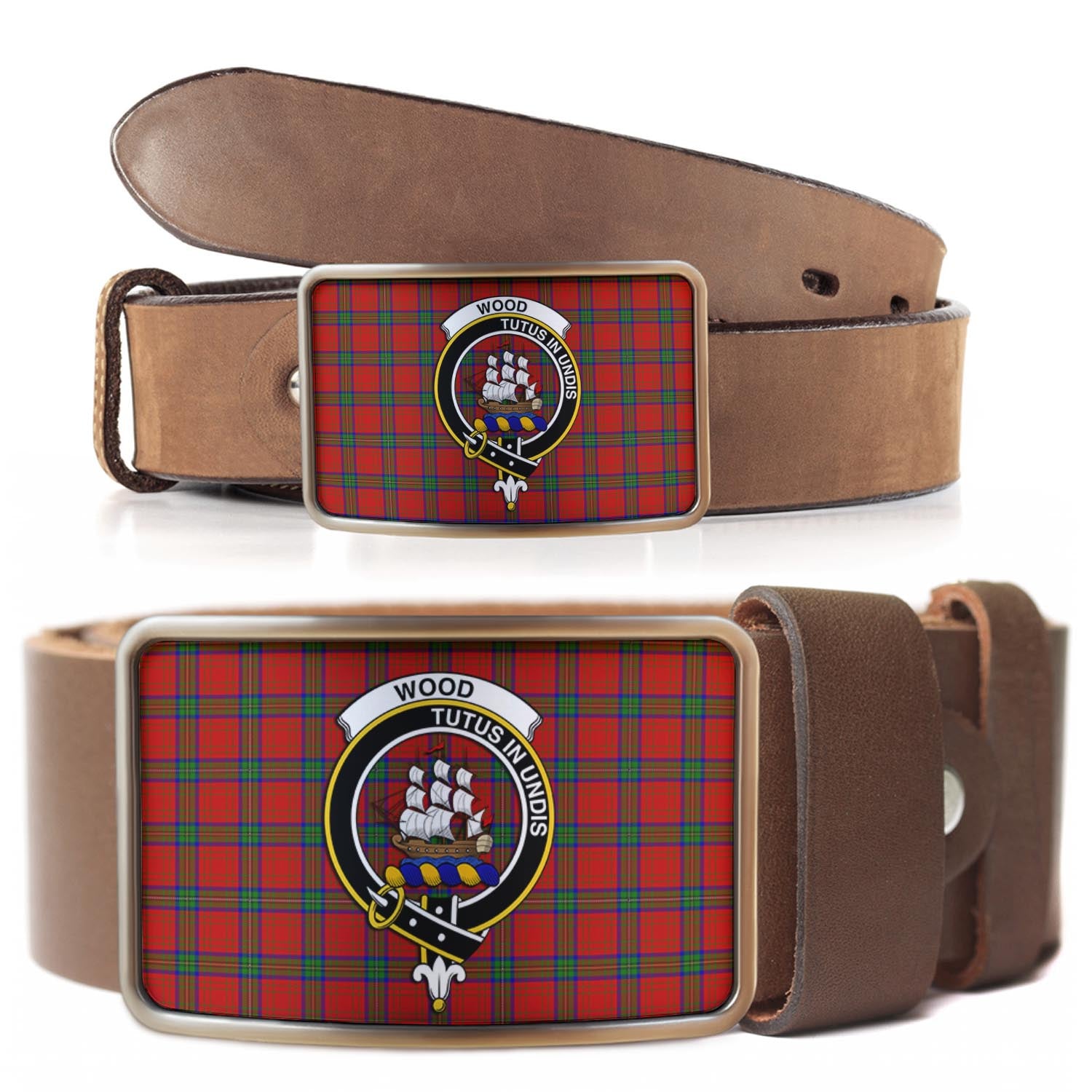 Wood Dress Tartan Belt Buckles with Family Crest - Tartan Vibes Clothing