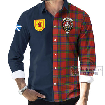 Wood Dress Tartan Long Sleeve Button Shirt Alba with Scottish Lion Royal Arm Half Style