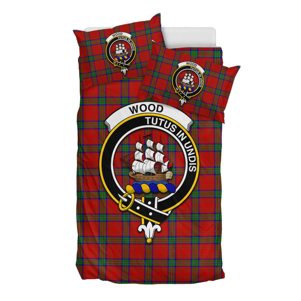 Wood Dress Tartan Bedding Set with Family Crest - Tartan Vibes Clothing