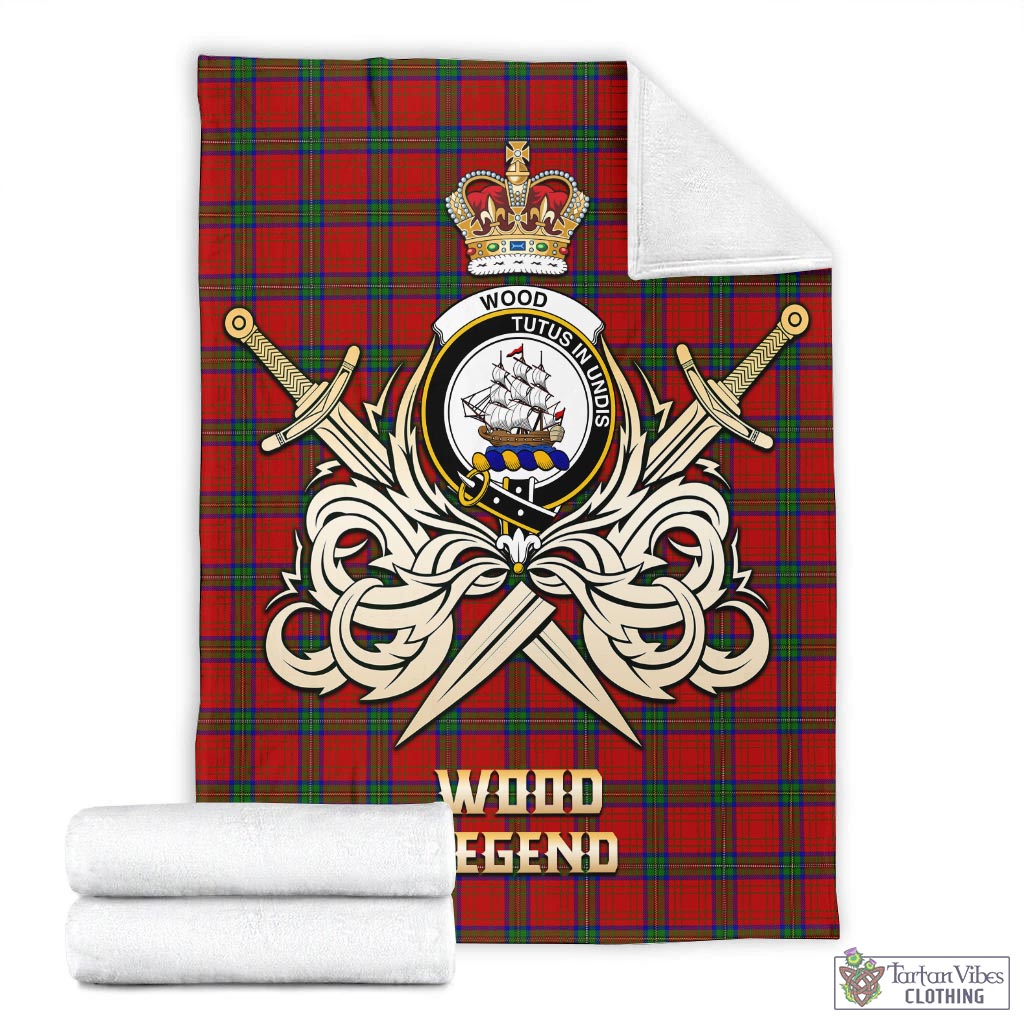 Tartan Vibes Clothing Wood Dress Tartan Blanket with Clan Crest and the Golden Sword of Courageous Legacy