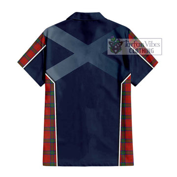 Wood Dress Tartan Short Sleeve Button Shirt with Family Crest and Lion Rampant Vibes Sport Style