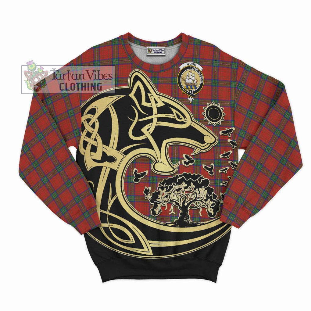 Wood Dress Tartan Sweatshirt with Family Crest Celtic Wolf Style - Tartan Vibes Clothing