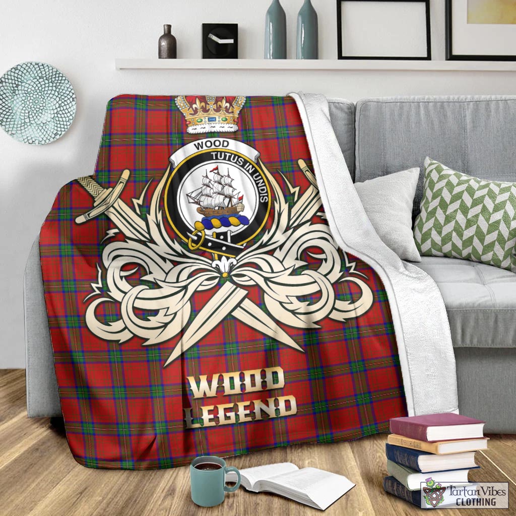 Tartan Vibes Clothing Wood Dress Tartan Blanket with Clan Crest and the Golden Sword of Courageous Legacy