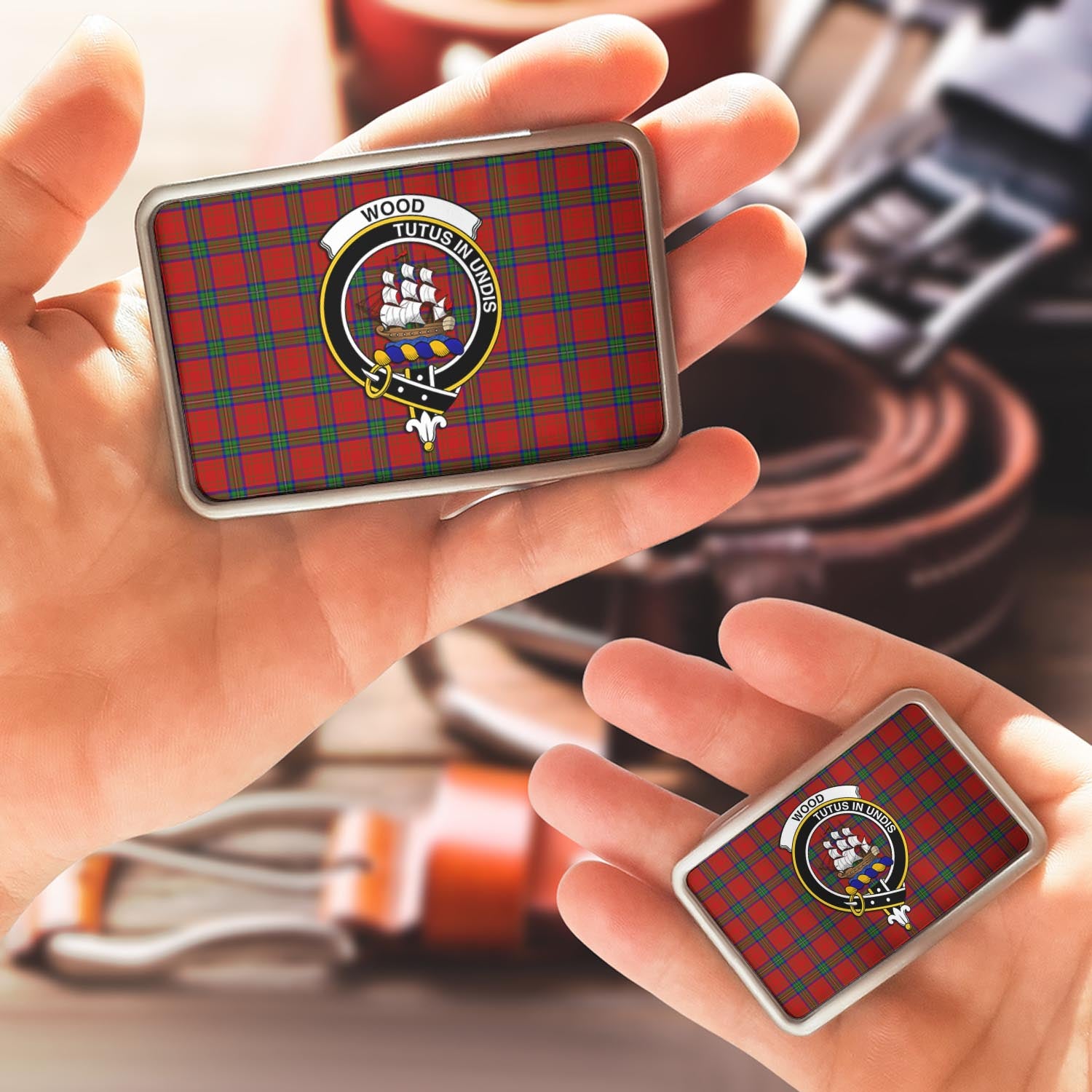 Wood Dress Tartan Belt Buckles with Family Crest - Tartan Vibes Clothing