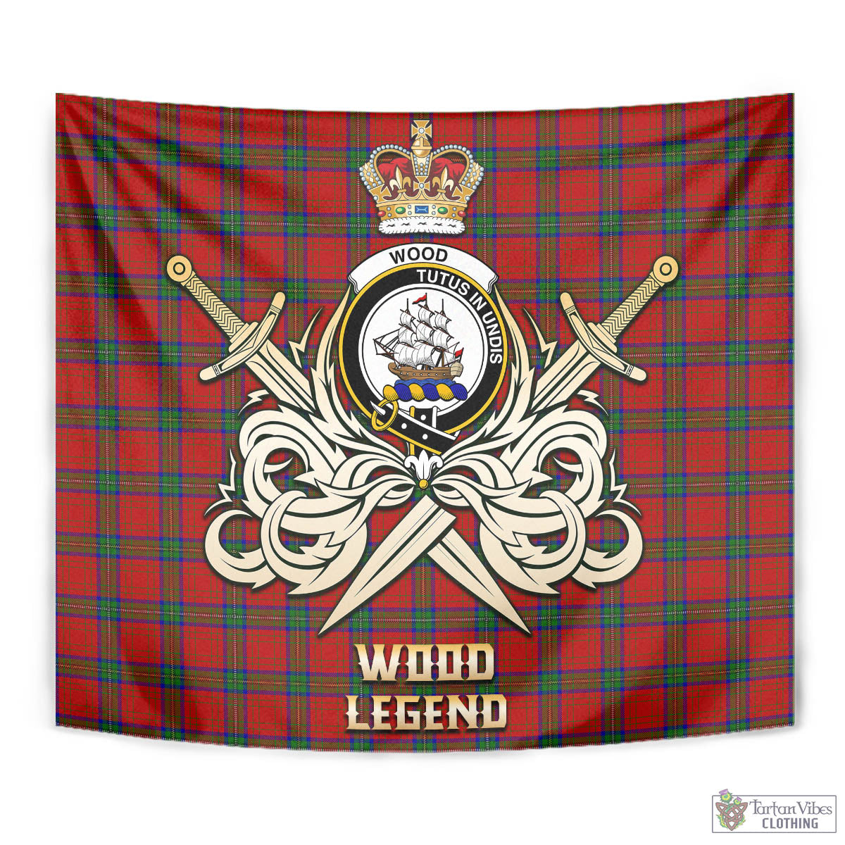 Tartan Vibes Clothing Wood Dress Tartan Tapestry with Clan Crest and the Golden Sword of Courageous Legacy