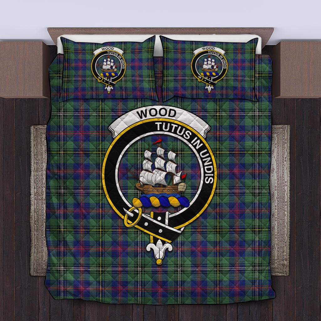 Wood Modern Tartan Quilt Bed Set with Family Crest Twin - Tartan Vibes Clothing