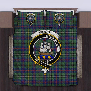 Wood Modern Tartan Quilt Bed Set with Family Crest