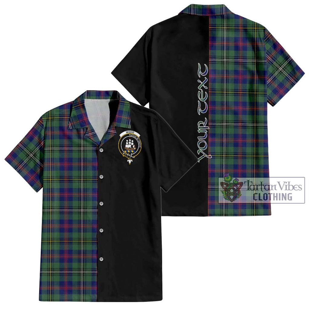 Wood Modern Tartan Short Sleeve Button Shirt with Family Crest and Half Of Me Style Kid - Tartanvibesclothing Shop