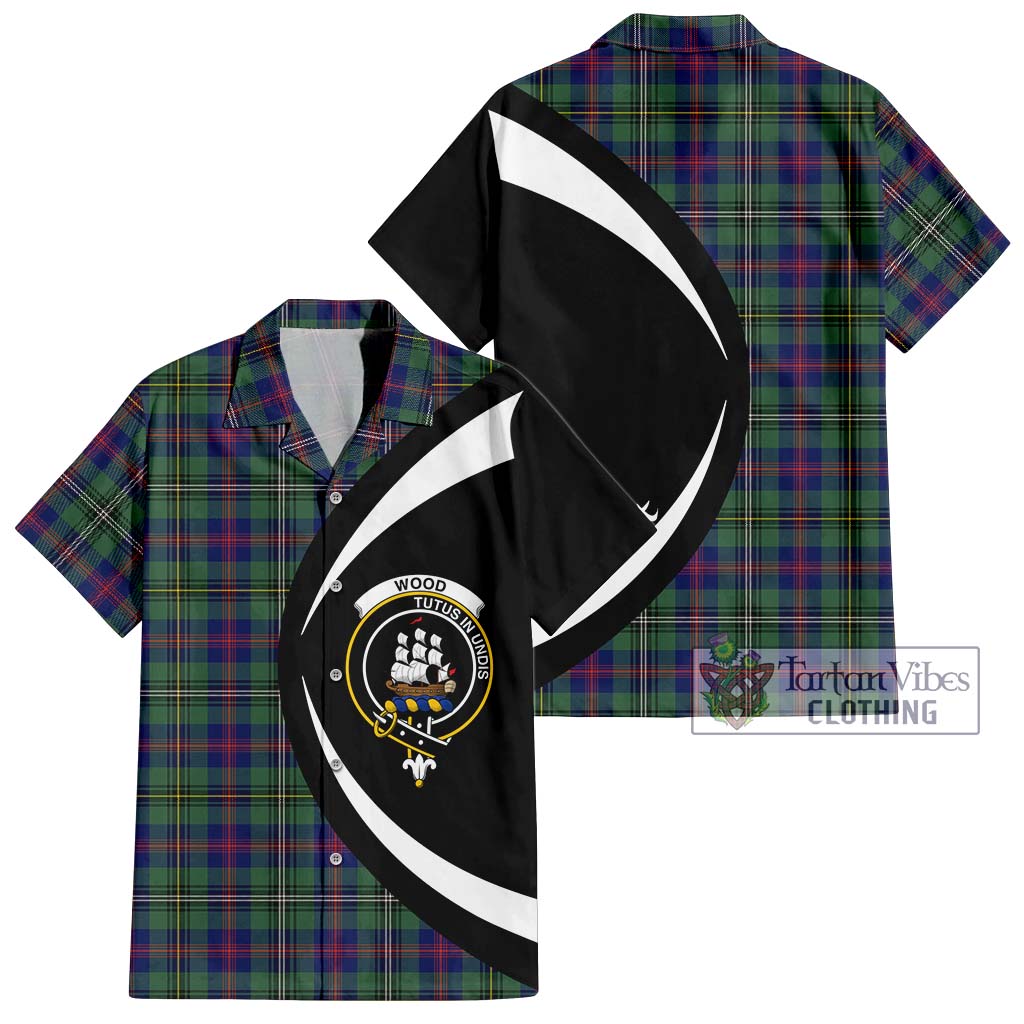 Wood Modern Tartan Short Sleeve Button Up with Family Crest Circle Style Kid - Tartan Vibes Clothing