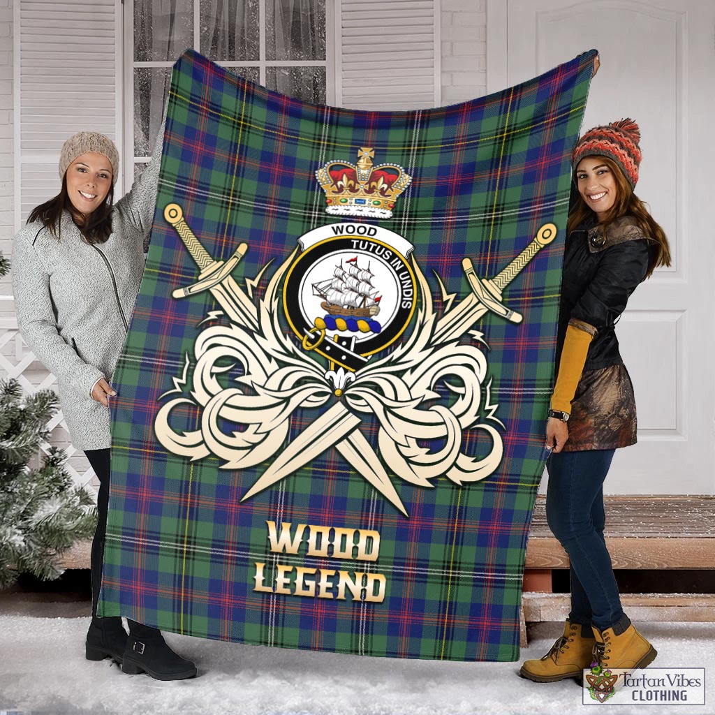 Tartan Vibes Clothing Wood Modern Tartan Blanket with Clan Crest and the Golden Sword of Courageous Legacy