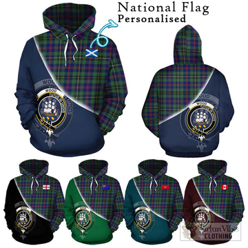 Wood Modern Tartan Hoodie with Personalised National Flag and Family Crest Half Style