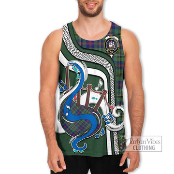 Wood Modern Tartan Men's Tank Top with Epic Bagpipe Style