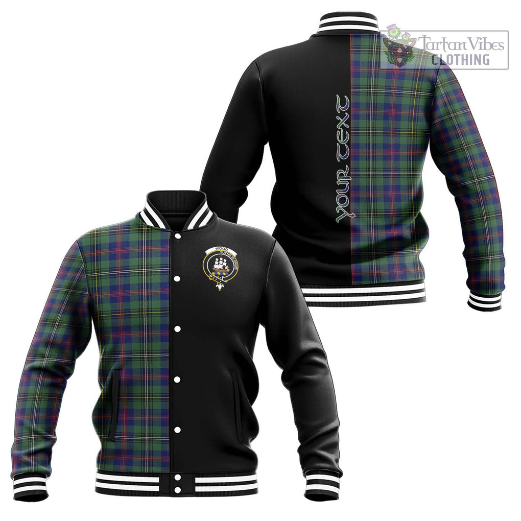 Wood Modern Tartan Baseball Jacket with Family Crest and Half Of Me Style Unisex - Tartanvibesclothing Shop