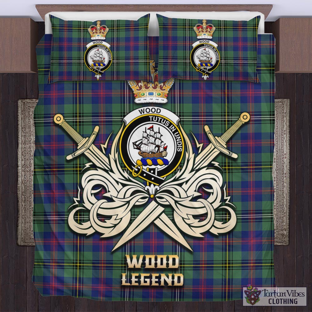 Tartan Vibes Clothing Wood Modern Tartan Bedding Set with Clan Crest and the Golden Sword of Courageous Legacy