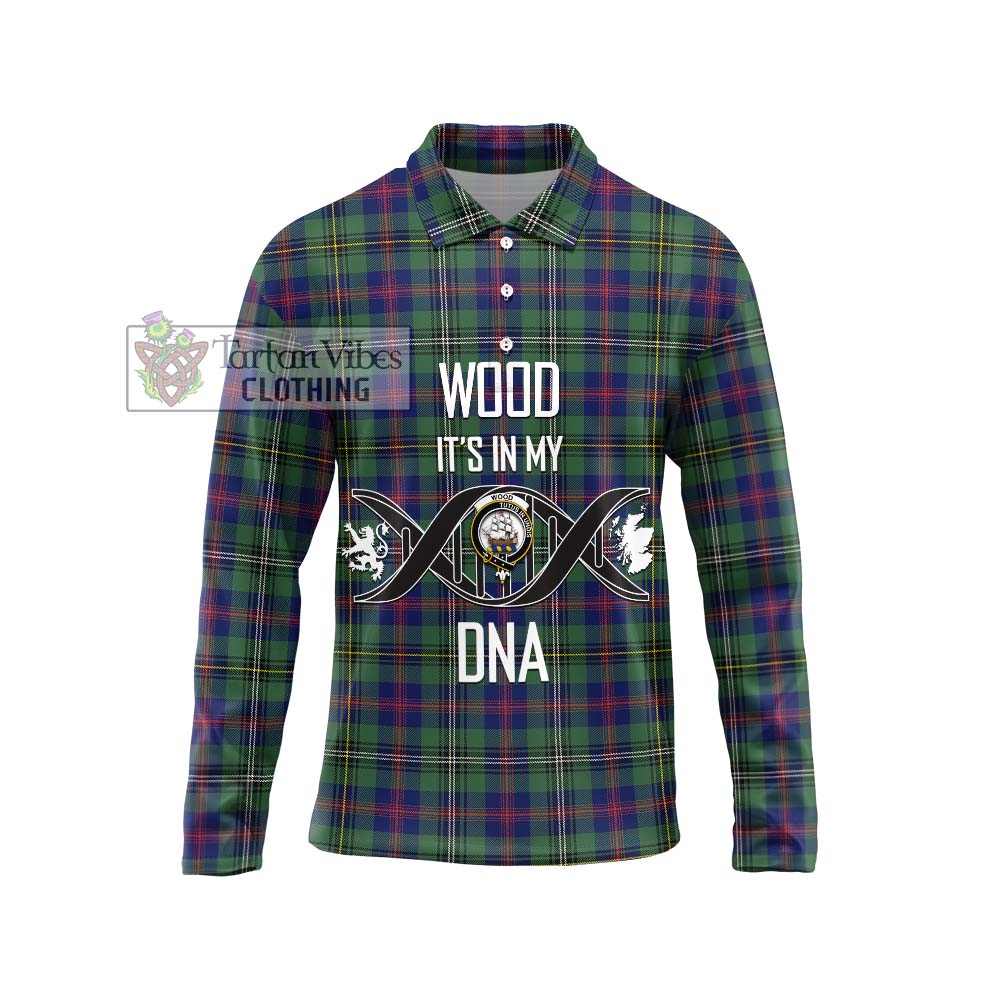 Wood Modern Tartan Long Sleeve Polo Shirt with Family Crest DNA In Me Style Unisex - Tartanvibesclothing Shop