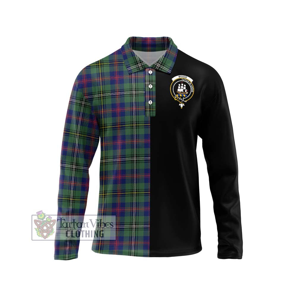 Wood Modern Tartan Long Sleeve Polo Shirt with Family Crest and Half Of Me Style Unisex - Tartanvibesclothing Shop