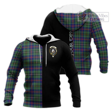 Wood Modern Tartan Knitted Hoodie with Family Crest and Half Of Me Style