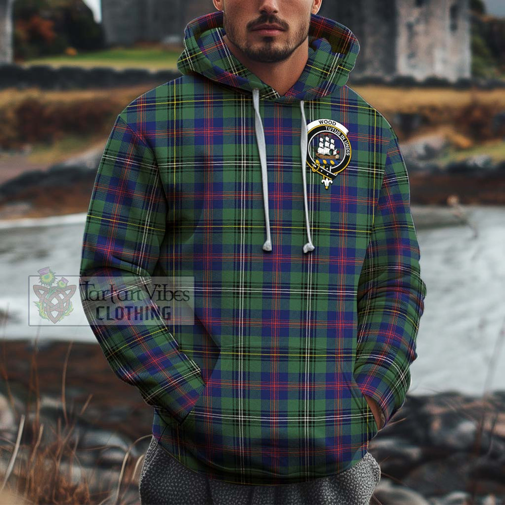 Wood Modern Tartan Cotton Hoodie with Family Crest Pullover Hoodie XS - Tartan Vibes Clothing