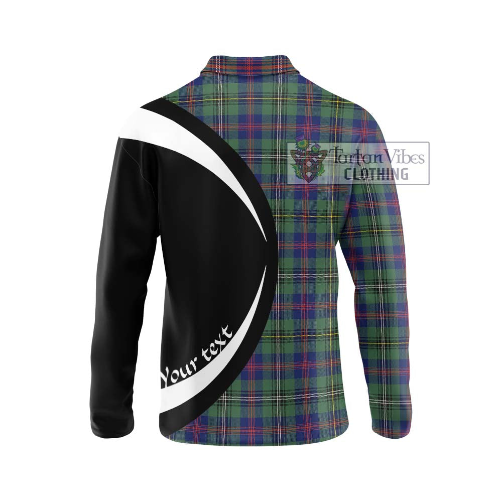 Wood Modern Tartan Long Sleeve Polo Shirt with Family Crest Circle Style - Tartan Vibes Clothing