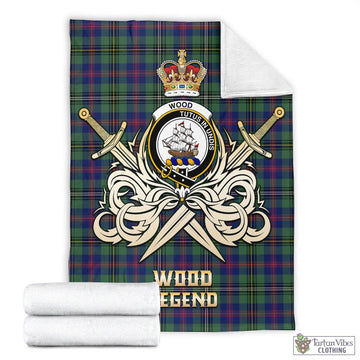 Wood Modern Tartan Blanket with Clan Crest and the Golden Sword of Courageous Legacy