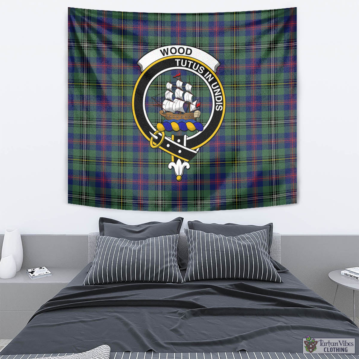 Tartan Vibes Clothing Wood Modern Tartan Tapestry Wall Hanging and Home Decor for Room with Family Crest