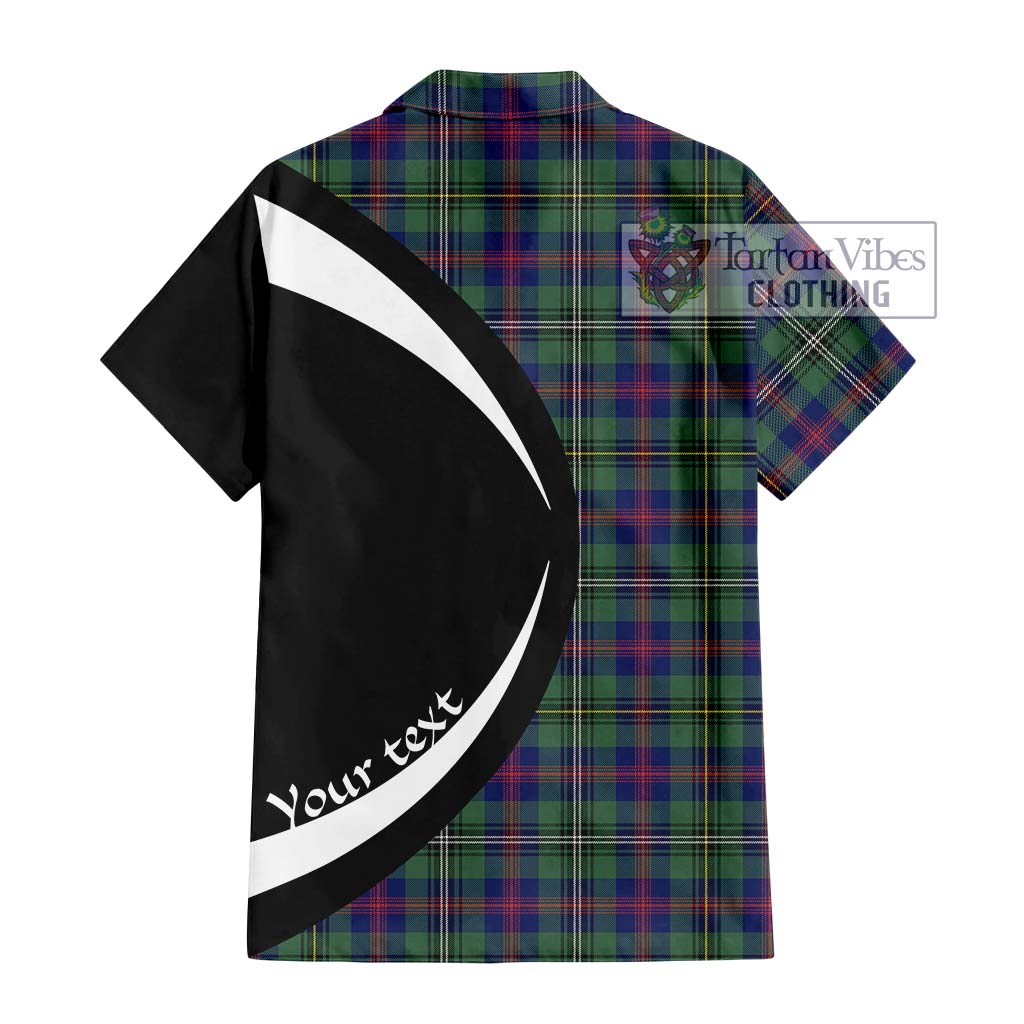 Wood Modern Tartan Short Sleeve Button Up with Family Crest Circle Style - Tartan Vibes Clothing