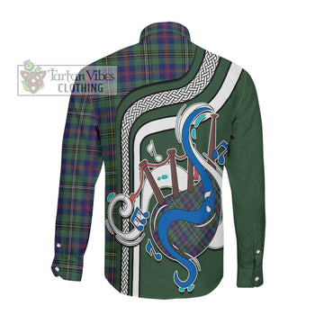 Wood Modern Tartan Long Sleeve Button Shirt with Epic Bagpipe Style