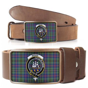 Wood Modern Tartan Belt Buckles with Family Crest