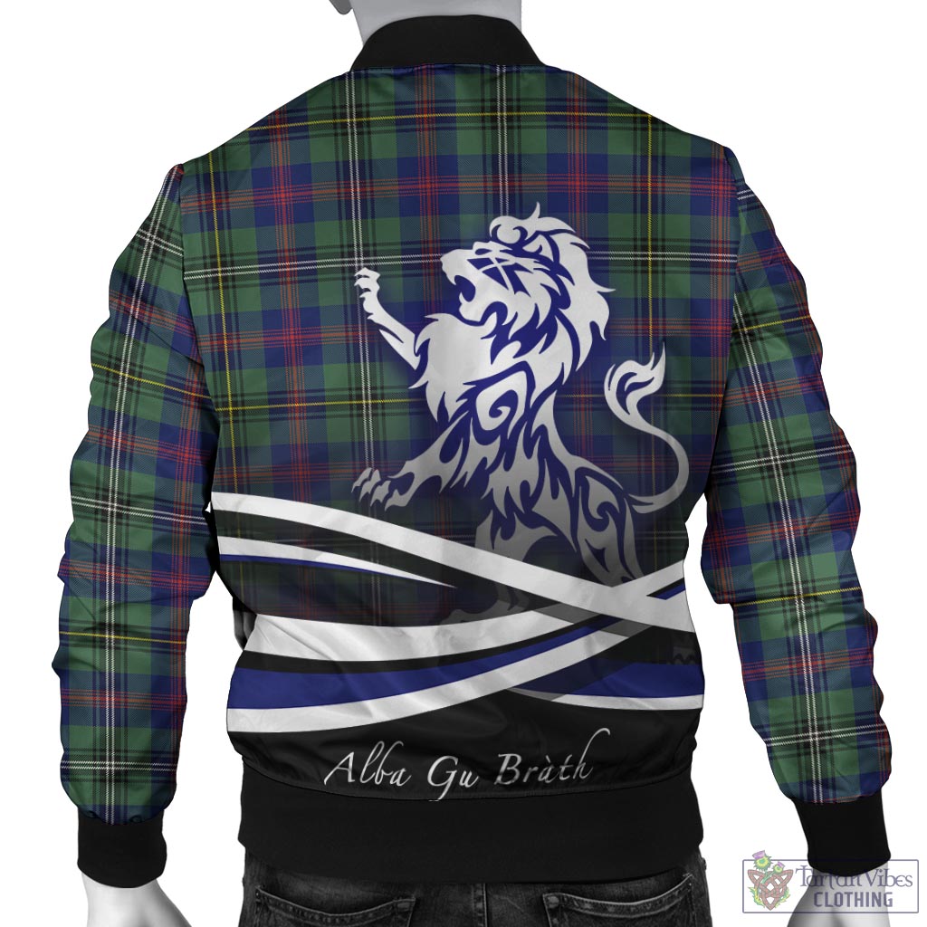 Tartan Vibes Clothing Wood Modern Tartan Bomber Jacket with Alba Gu Brath Regal Lion Emblem