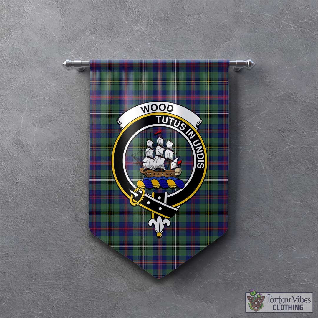 Tartan Vibes Clothing Wood Modern Tartan Gonfalon, Tartan Banner with Family Crest