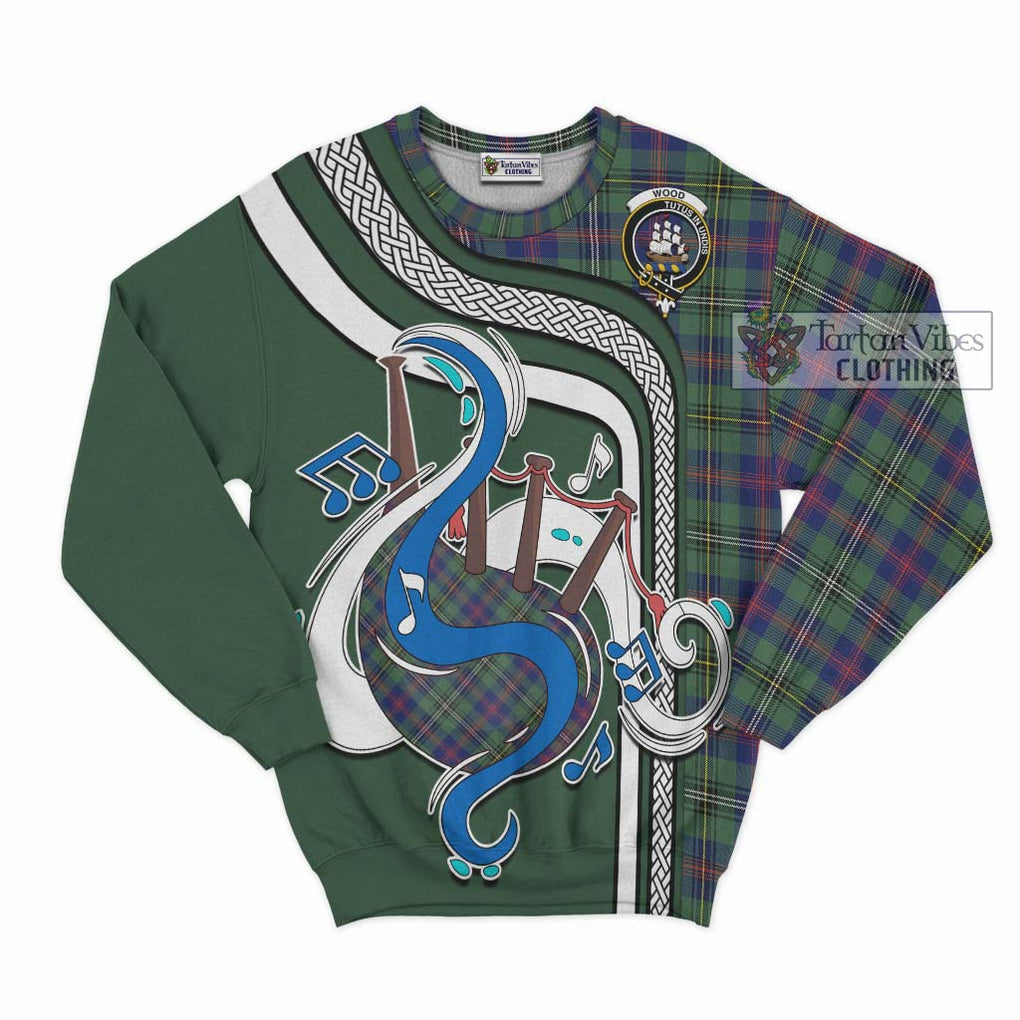 Tartan Vibes Clothing Wood Modern Tartan Sweatshirt with Epic Bagpipe Style