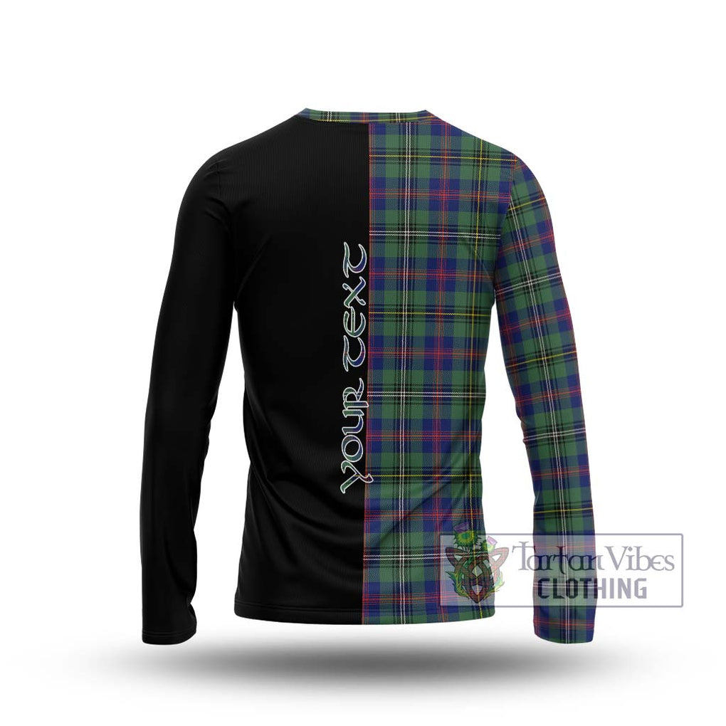 Wood Modern Tartan Long Sleeve T-Shirt with Family Crest and Half Of Me Style - Tartanvibesclothing Shop