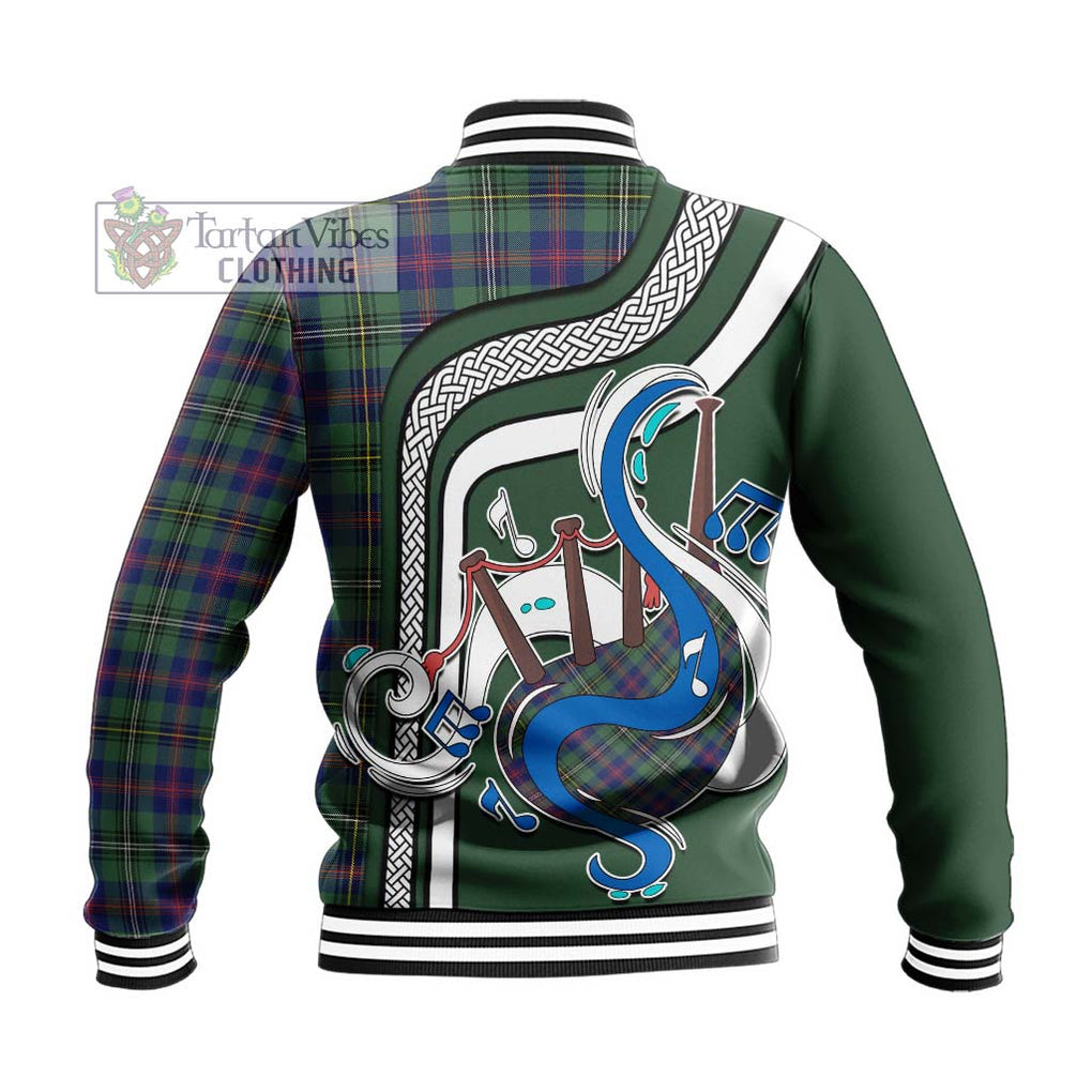 Tartan Vibes Clothing Wood Modern Tartan Baseball Jacket with Epic Bagpipe Style