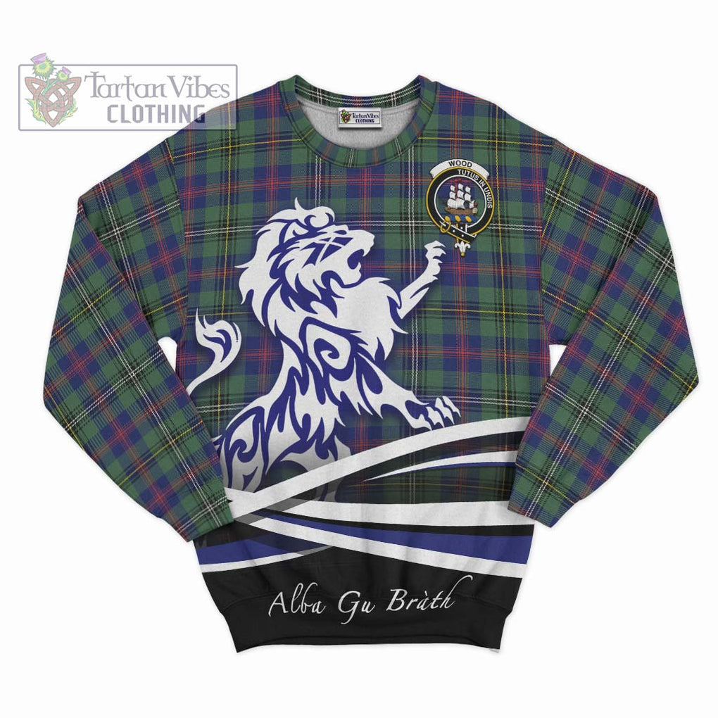 Wood Modern Tartan Sweatshirt with Alba Gu Brath Regal Lion Emblem - Tartanvibesclothing Shop