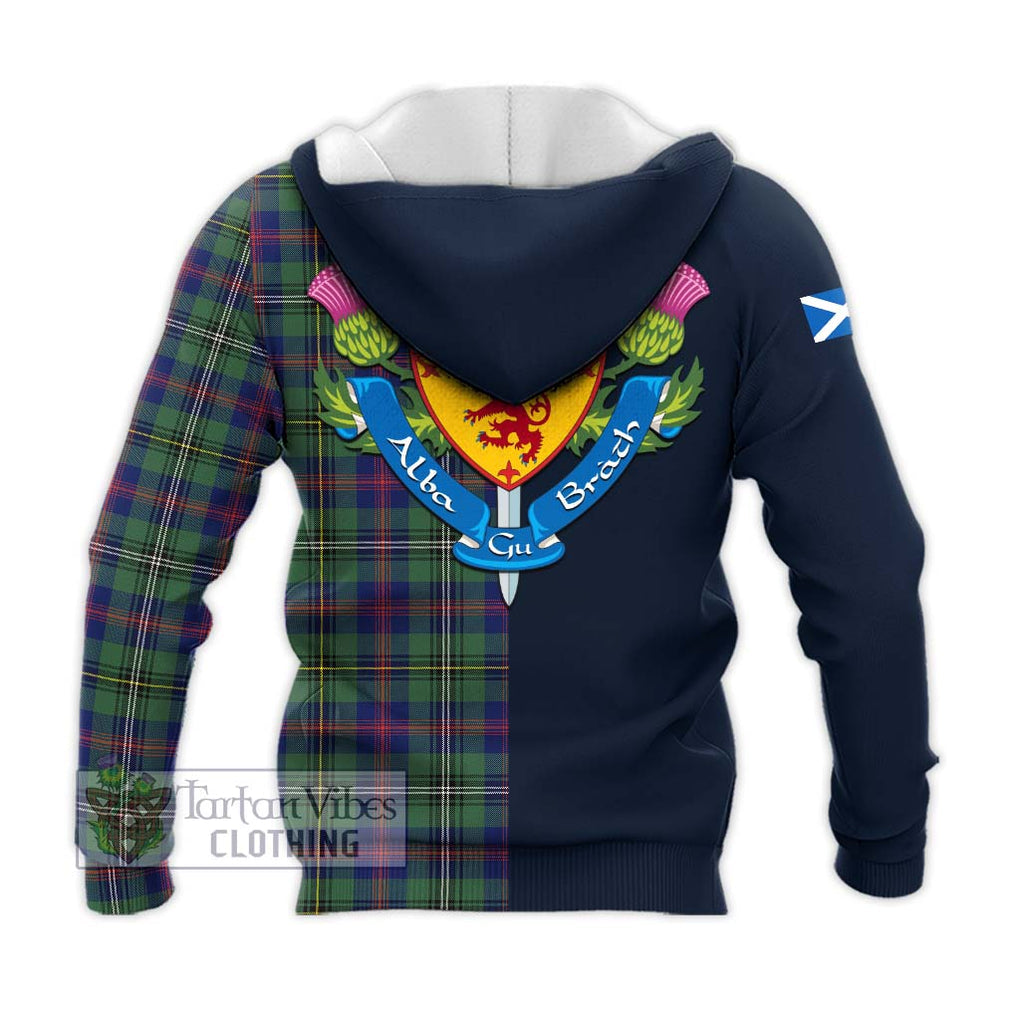 Tartan Vibes Clothing Wood Modern Tartan Knitted Hoodie with Scottish Lion Royal Arm Half Style