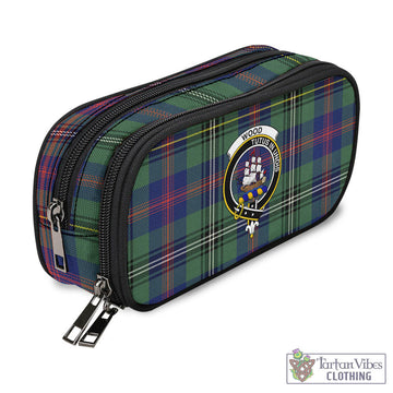 Wood Modern Tartan Pen and Pencil Case with Family Crest