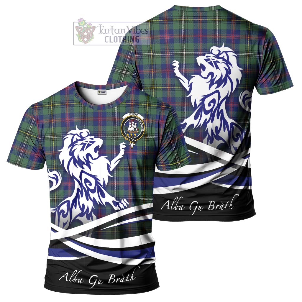 Tartan Vibes Clothing Wood Modern Tartan Cotton T-shirt with Alba Gu Brath Regal Lion Emblem