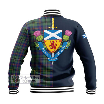 Wood Modern Tartan Baseball Jacket Alba with Scottish Lion Royal Arm Half Style