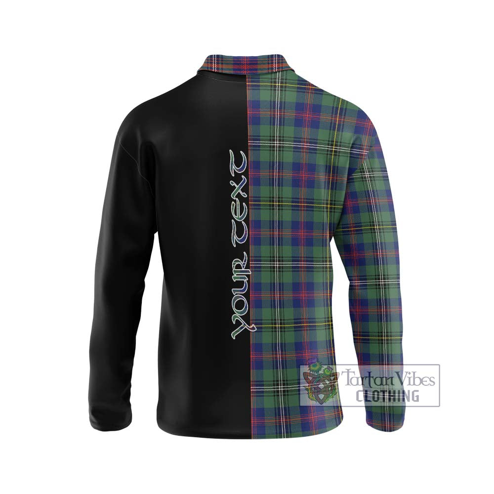 Wood Modern Tartan Long Sleeve Polo Shirt with Family Crest and Half Of Me Style - Tartanvibesclothing Shop